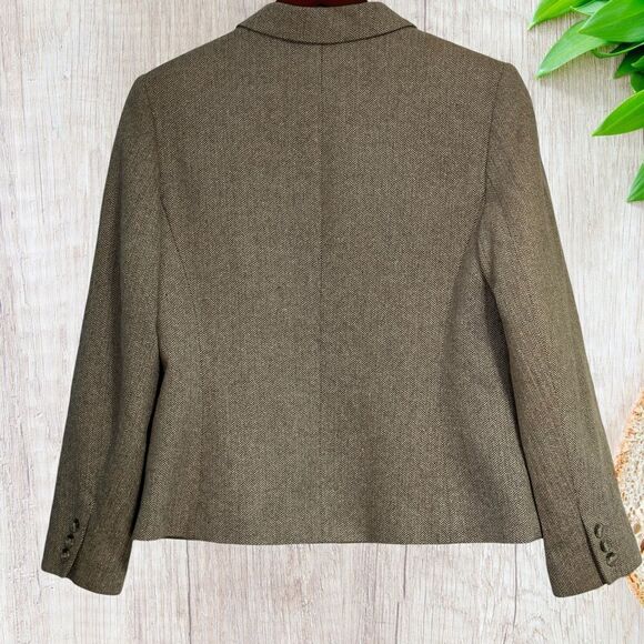 Talbots‎ Womens Blazer Size 12 Brown Herringbone Vintage Italian Cotton Silk - Picture 4 of 9